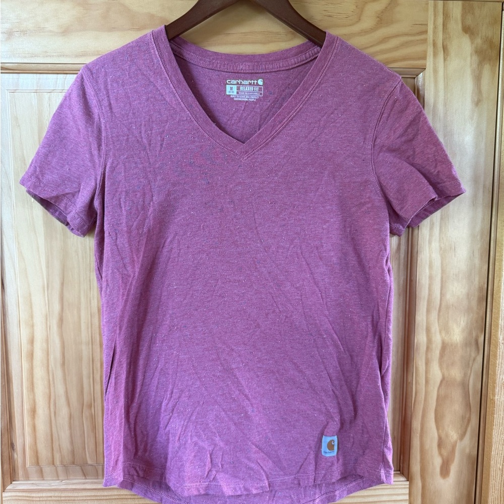 Carhartt Maroon Speckled V-Neck T-Shirt